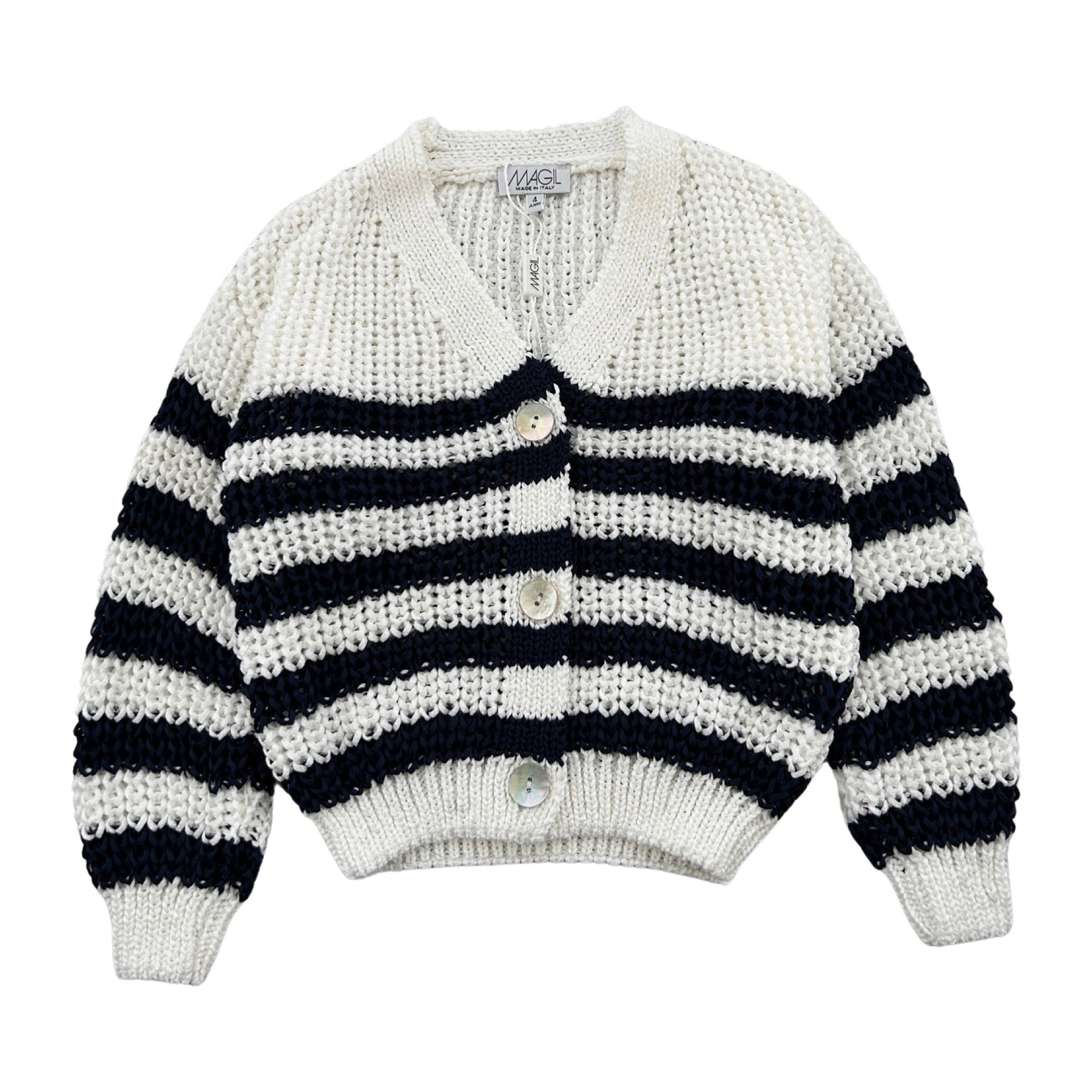 WIT/ BLAUW GESTREEPTE CARDIGAN