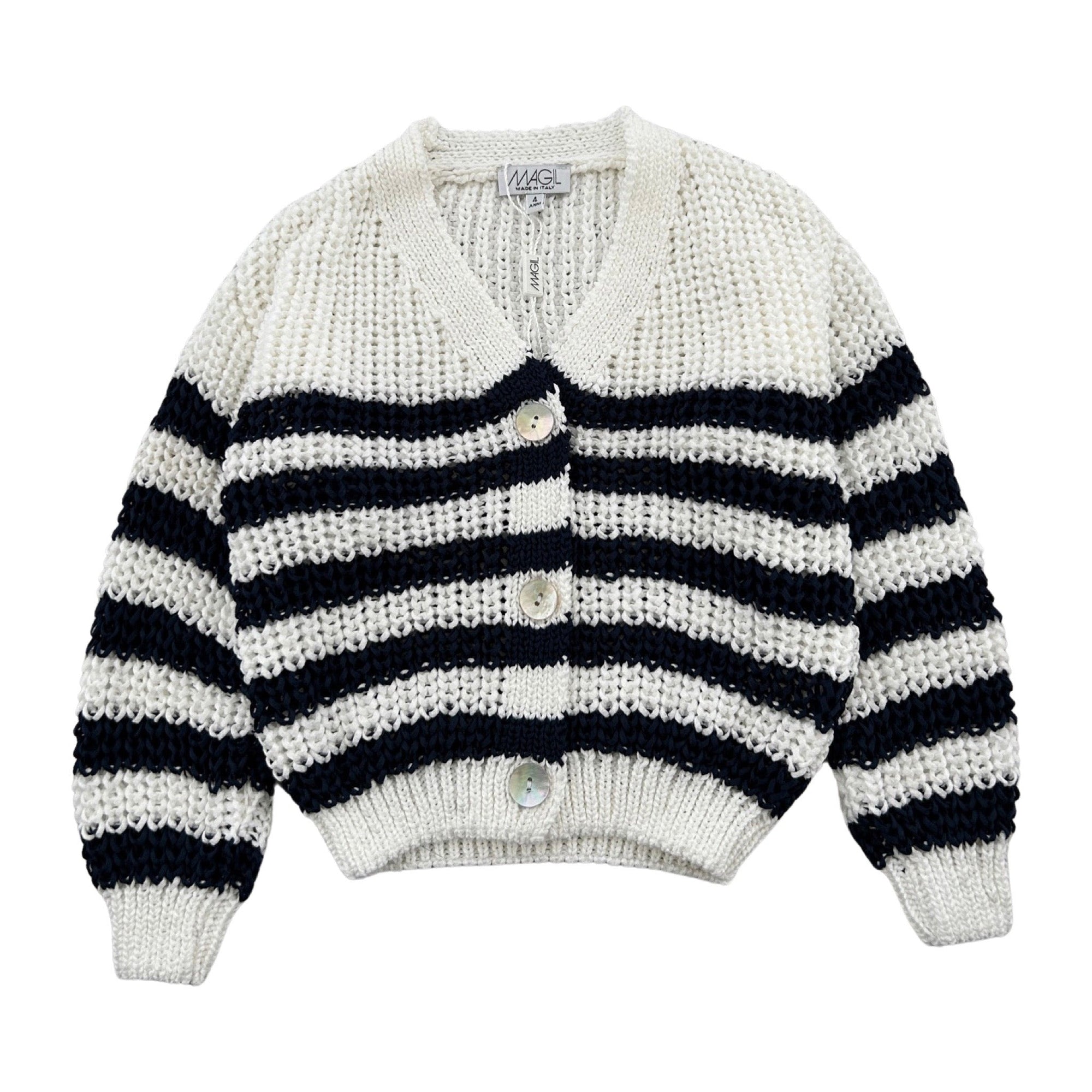 WIT/ BLAUW GESTREEPTE CARDIGAN