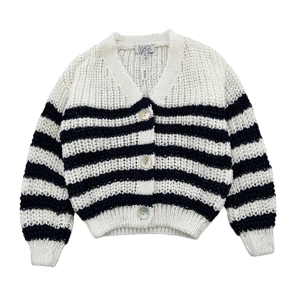 WIT/ BLAUW GESTREEPTE CARDIGAN