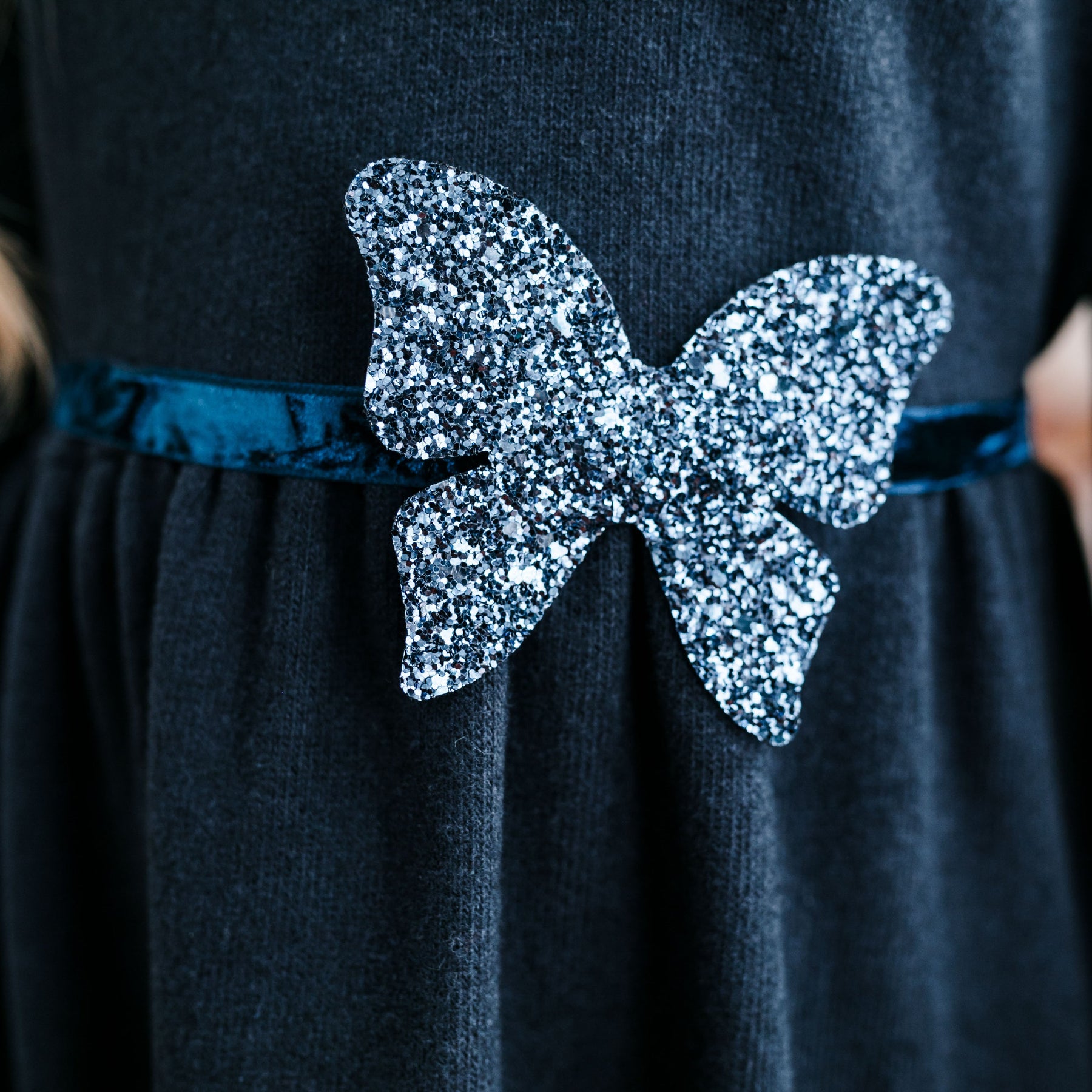 DRESS IN WARM COTTON WITH GLITTER BUTTERFLY BELT