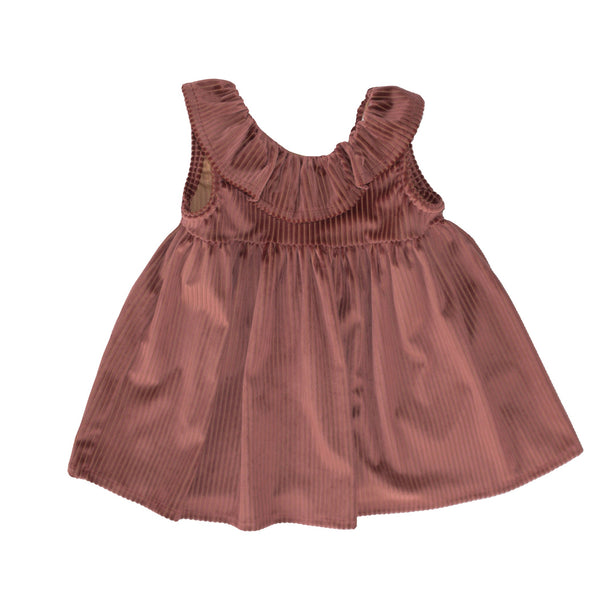 VESTIDO DE VELVET CON DETALLE DE VOLANTE