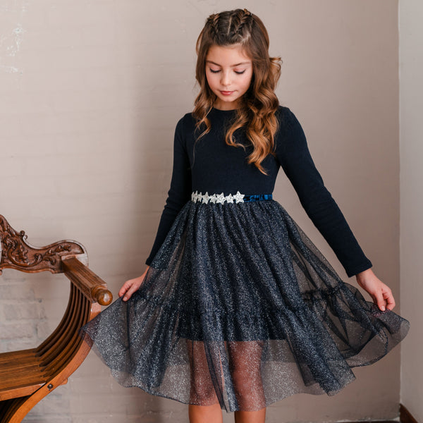 DRESS IN WARM COTTON WITH STAR BELT