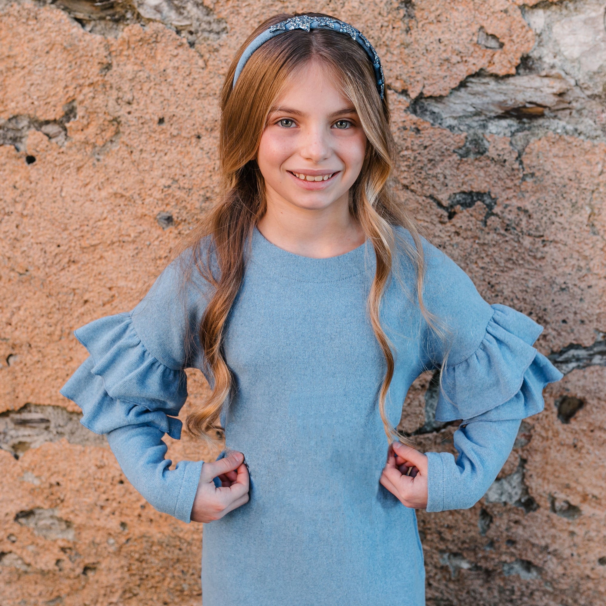 WARM COTTON DRESS WITH RUFFLES