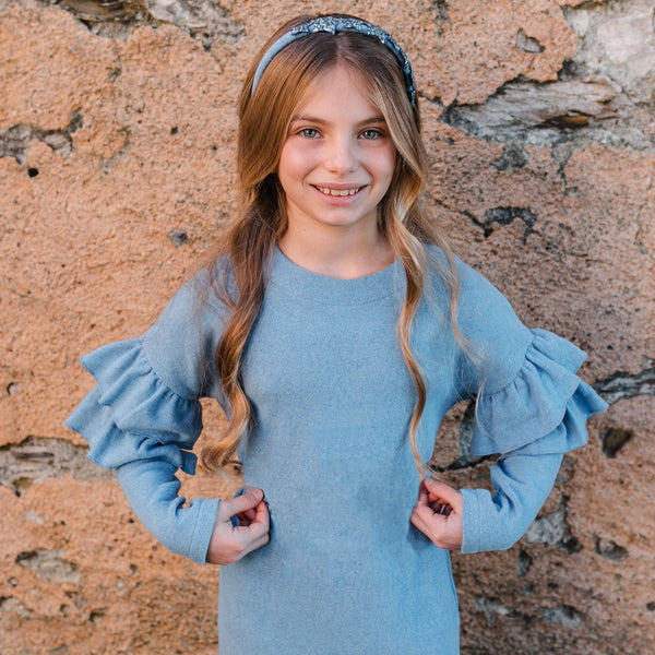 WARM COTTON DRESS WITH RUFFLES