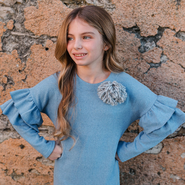 WARM COTTON DRESS WITH RUFFLES