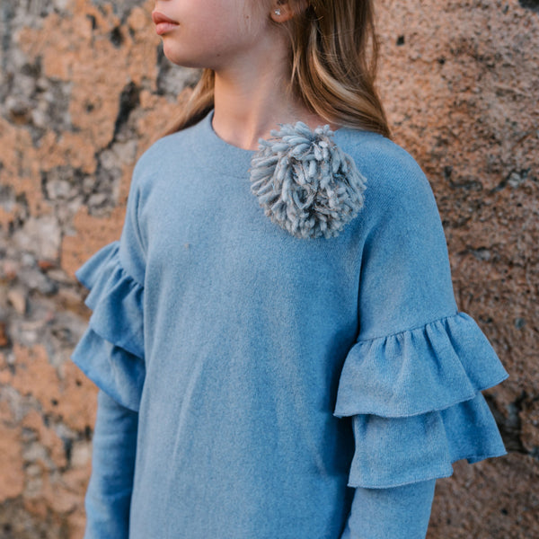 WARM COTTON DRESS WITH RUFFLES