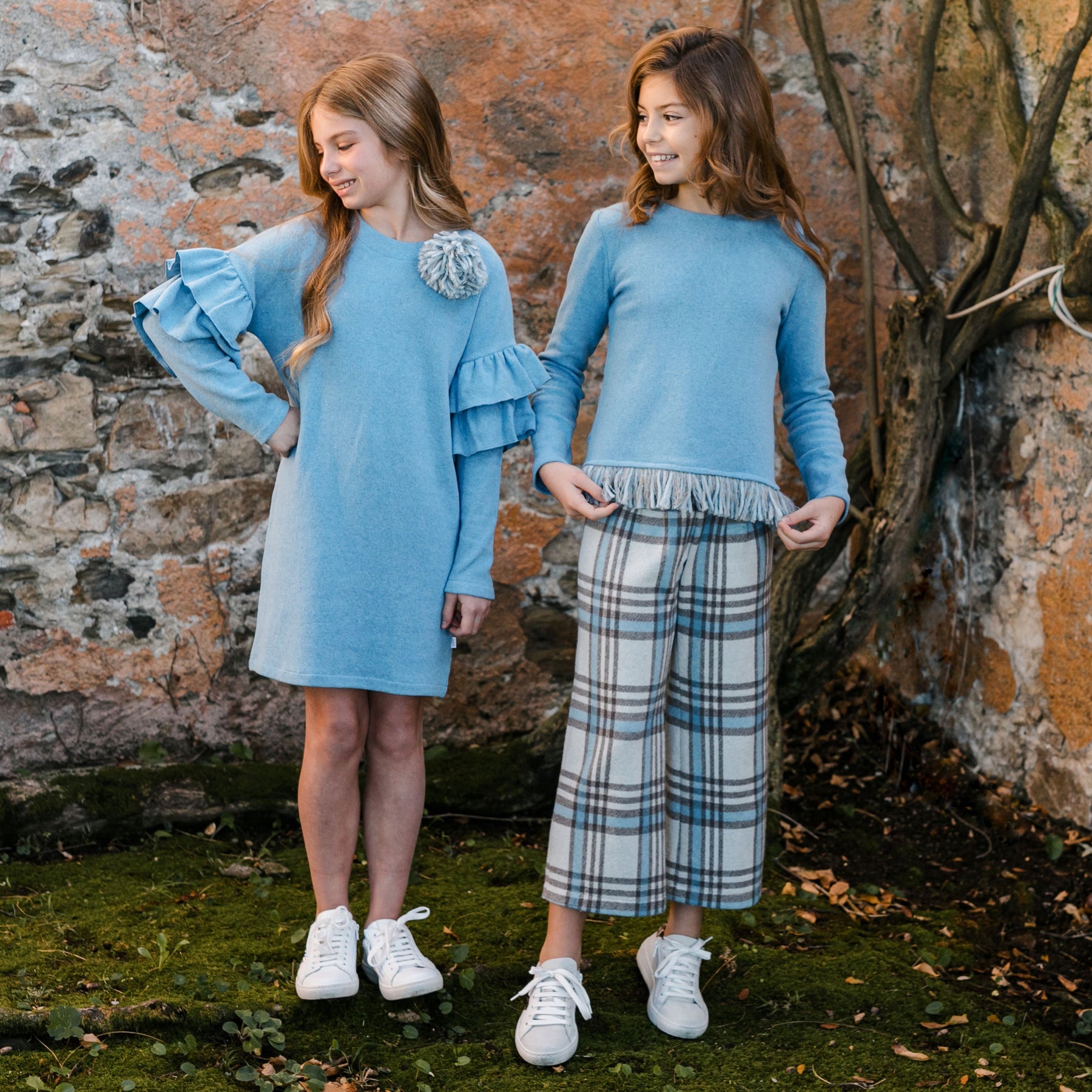 WARM COTTON DRESS WITH RUFFLES