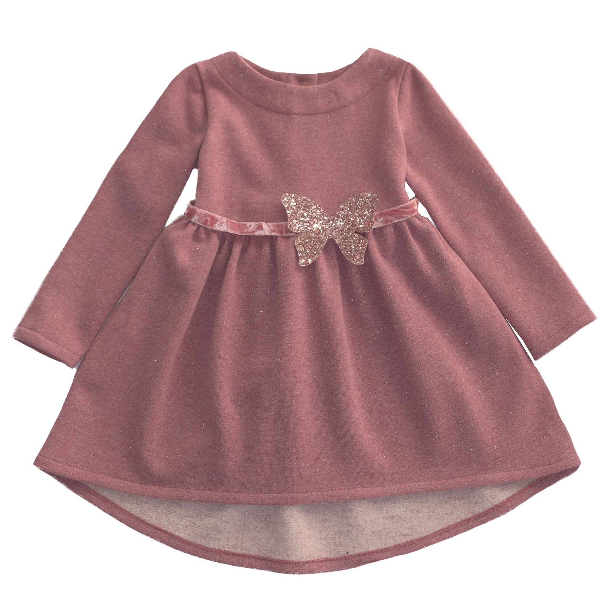 Lurex Sweatshirt Dress with Butterfly Belt