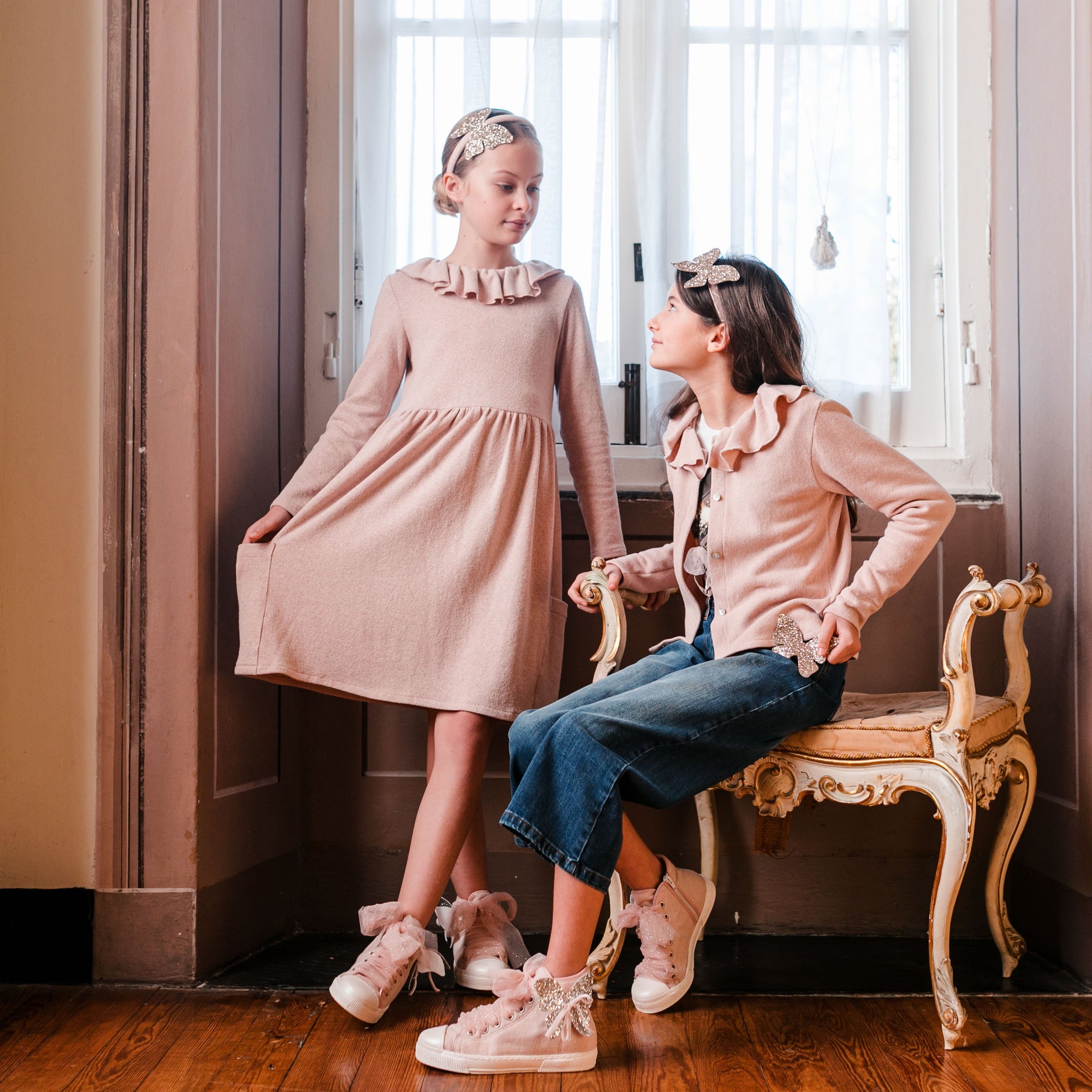 DRESS IN WARM COTTON PINK LUREX