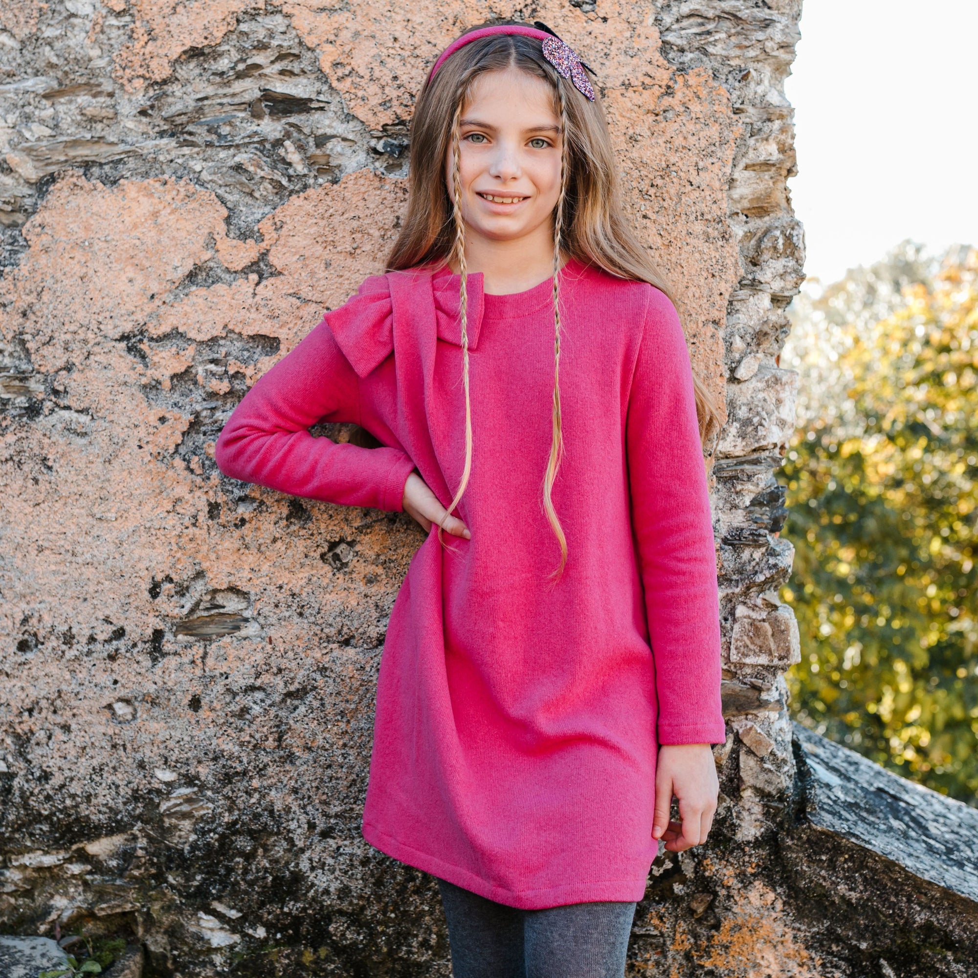DRESS IN WARM COTTON WITH MAXI BOW