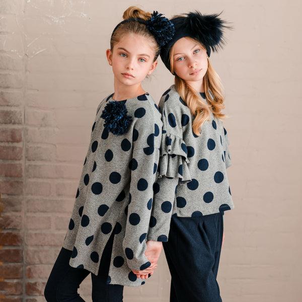 POLKA DOT FANTASY SWEATER WITH POM POM