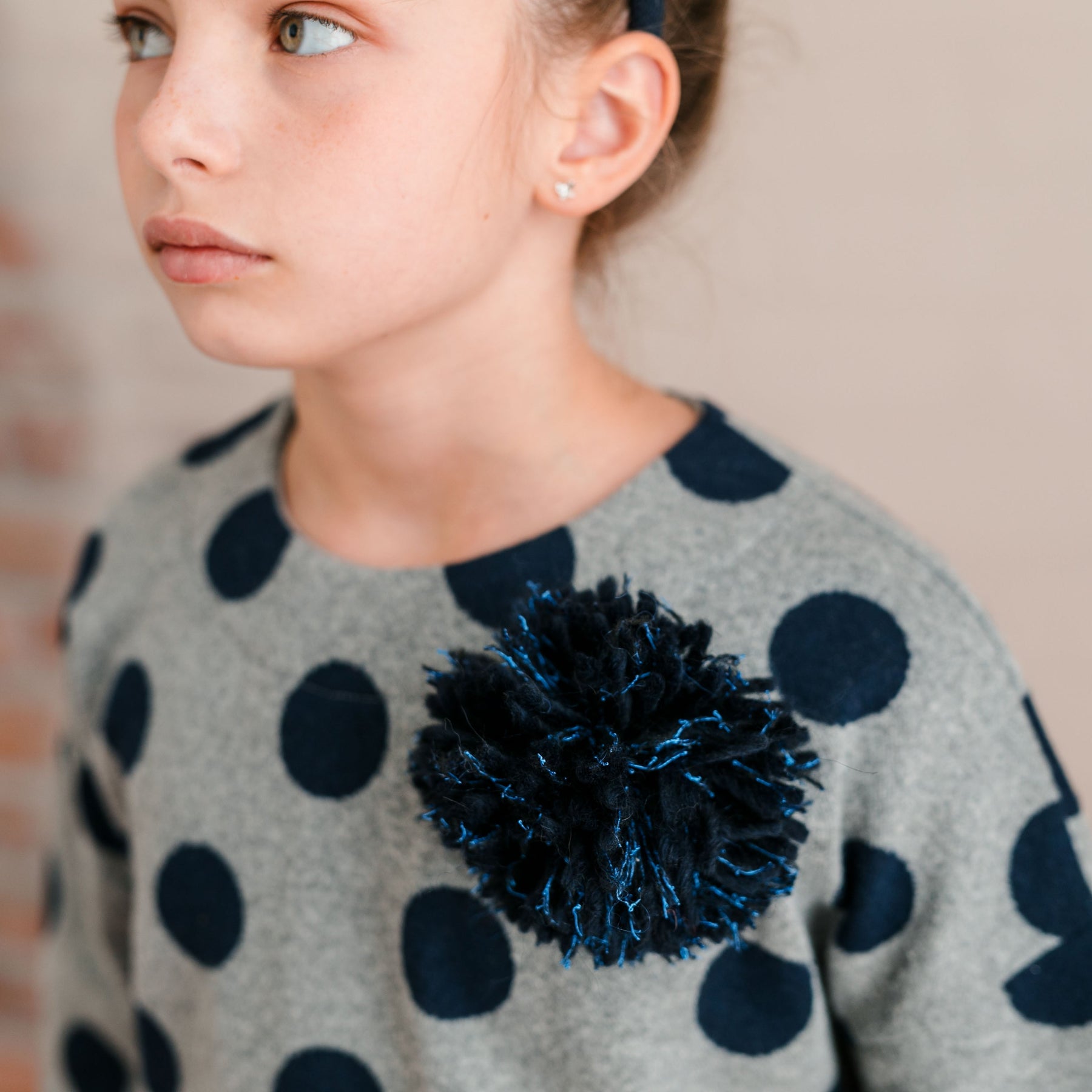 POLKA DOT FANTASY SWEATER WITH POM POM
