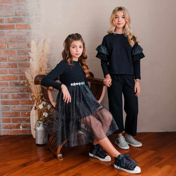 Tulle Ruffle Detail Sweater