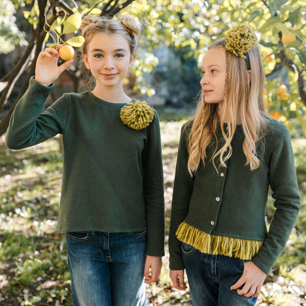 WARM COTTON SWEATER WITH POM POM