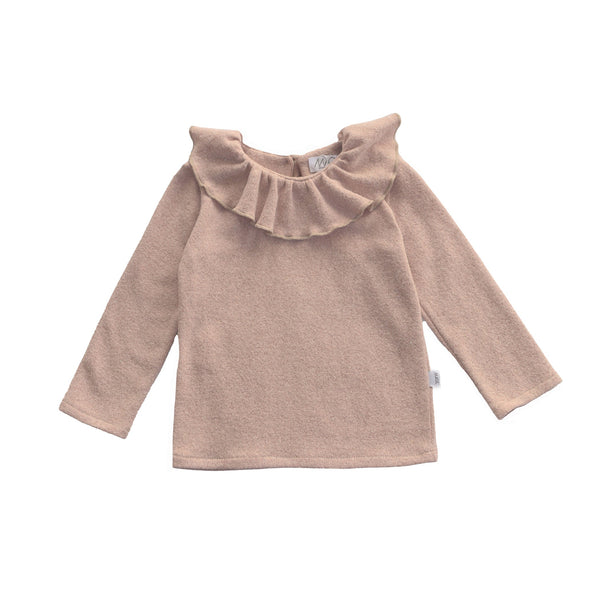 WARM COTTON SWEATER WITH RUFFLED COLLAR