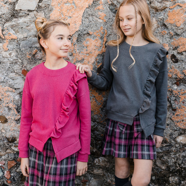 WARM COTTON SWEATER WITH RUFFLES