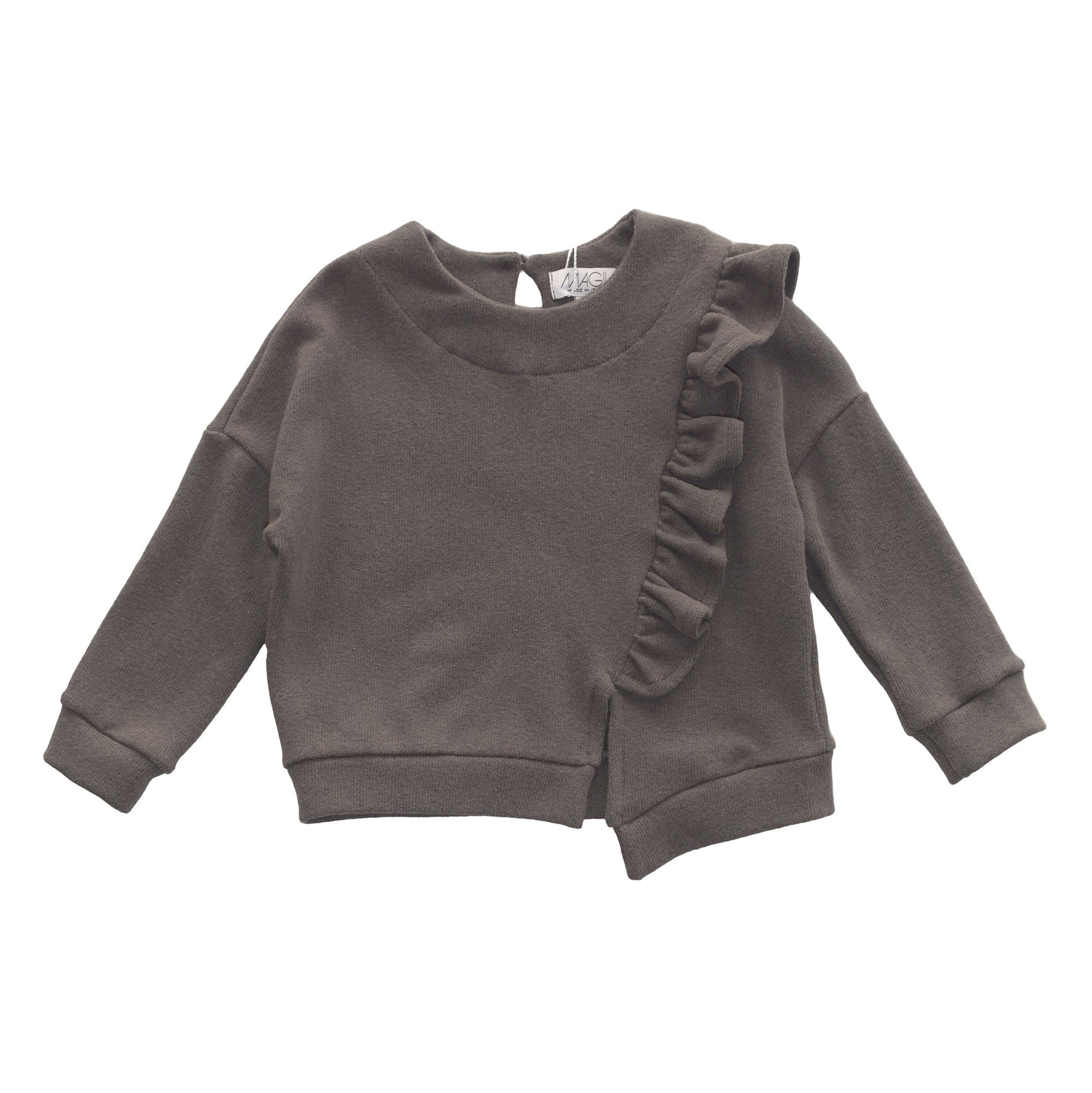 WARM COTTON SWEATER WITH RUFFLES