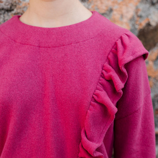 WARM COTTON SWEATER WITH RUFFLES