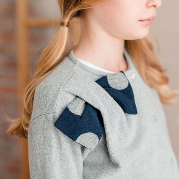 CARDIGAN WITH POLKA DOT BOW