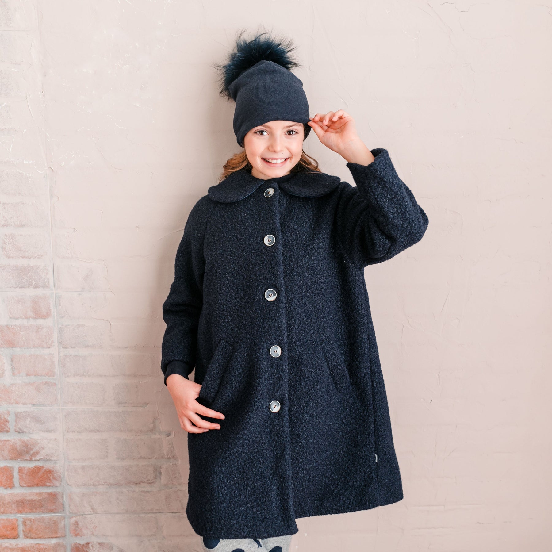 OVERSIZED BLUE COAT WITH COLLAR DETAIL