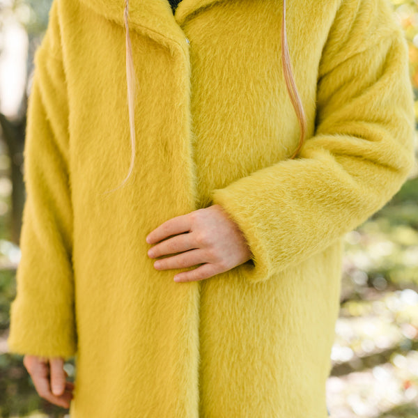 LIME GREEN FLEECED COAT