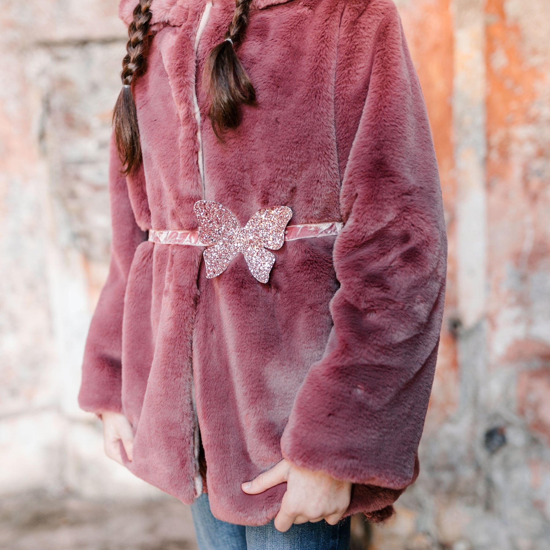 MANTEAU EN FAUSSE FOURRURE MOUTARDE