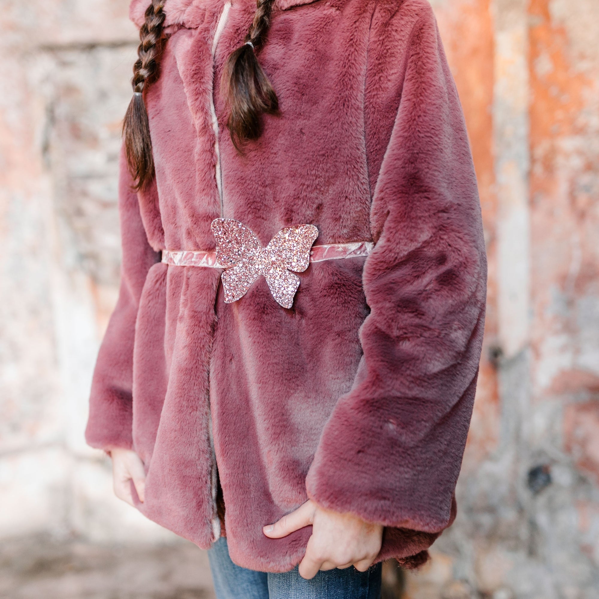 MANTEAU EN FAUSSE FOURRURE MOUTARDE
