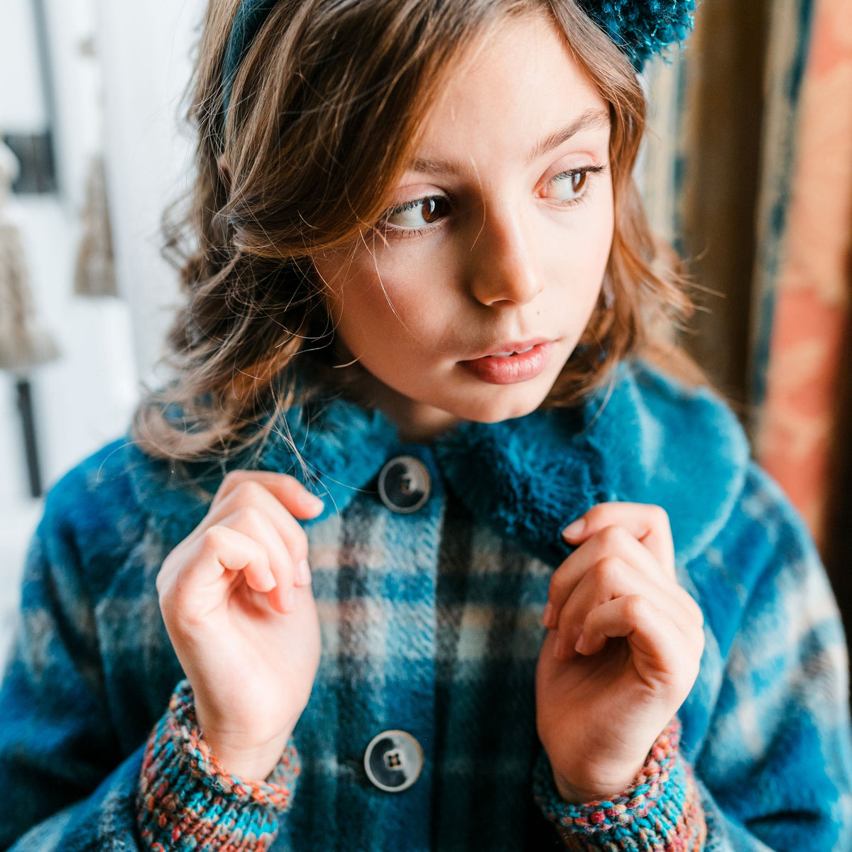OVERSIZED COAT WITH CHECK PATTERN AND MAXI COLLAR