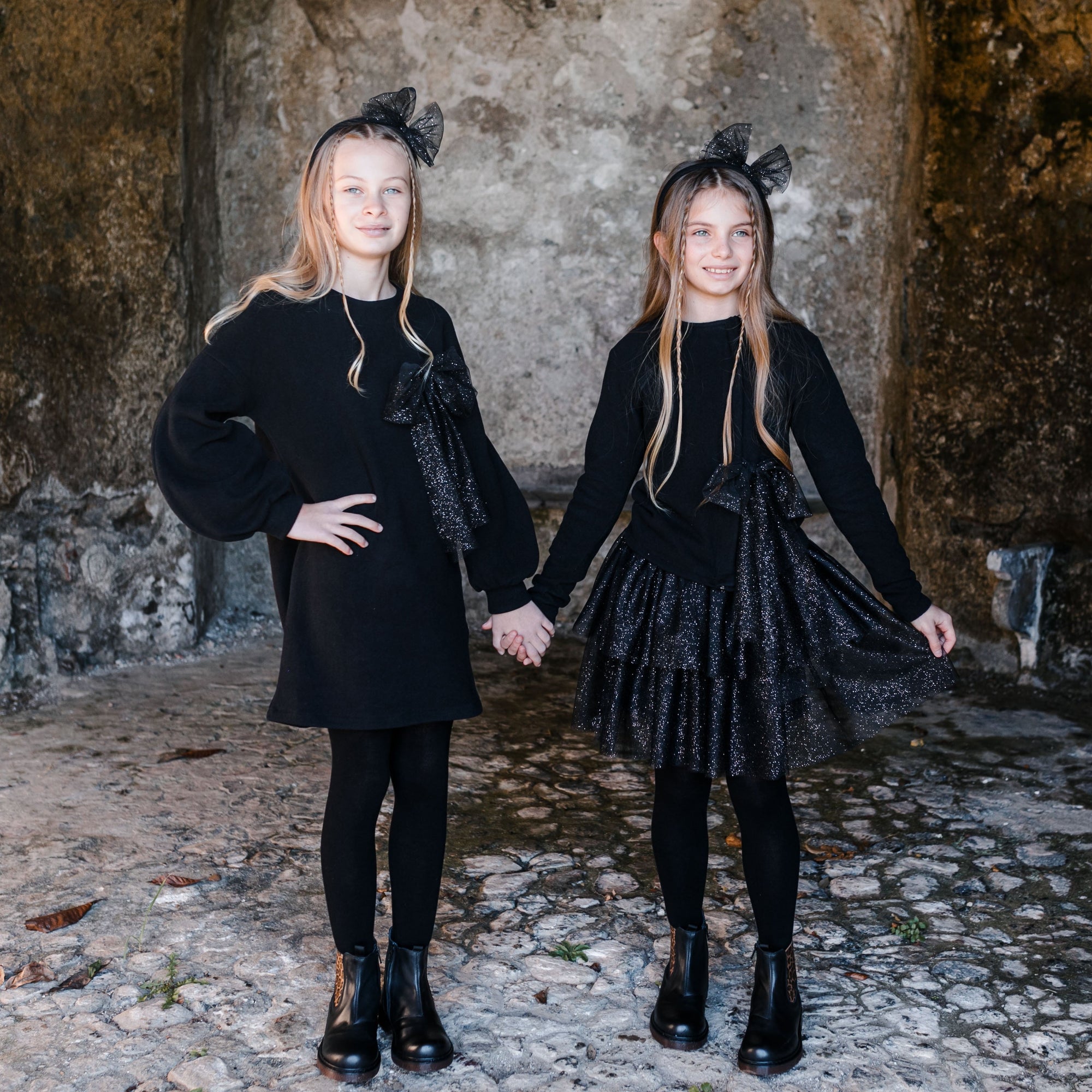 GLITTER TULLE SKIRT WITH DOUBLE RUFFLE