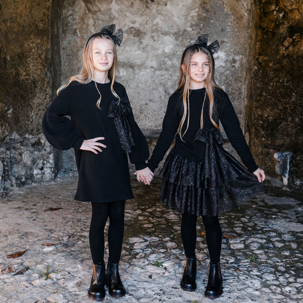 GLITTER TULLE SKIRT WITH DOUBLE RUFFLE