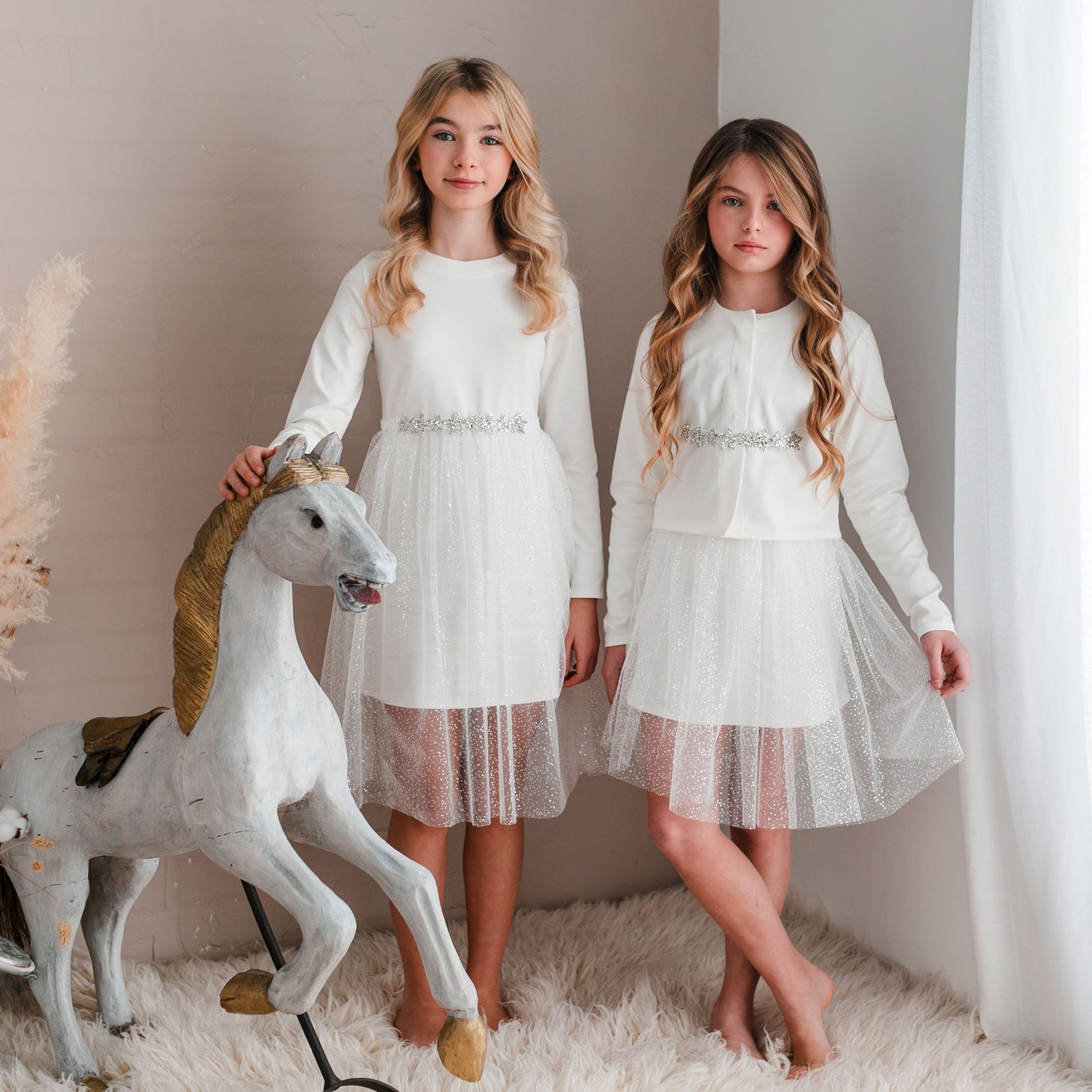 GONNA IN TULLE BIANCA GLITTER