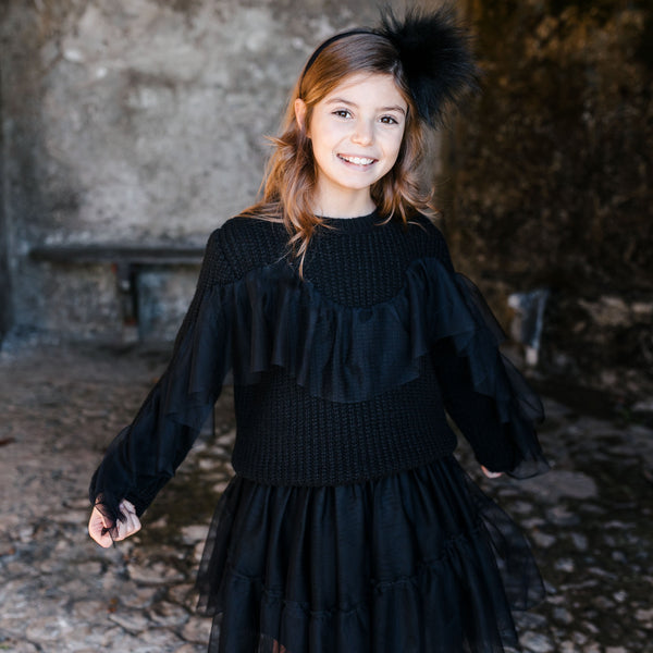 PULLOVER WITH TULLE RUFFLE DETAIL