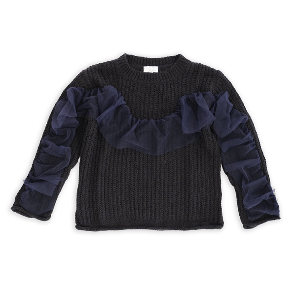 PULLOVER DETTAGLIO BALZA IN TULLE