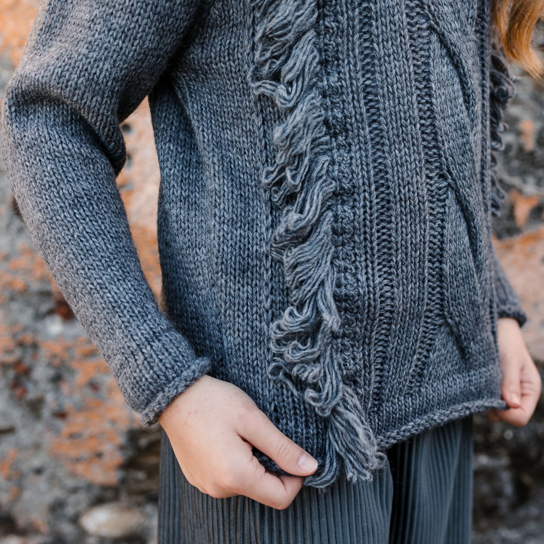 PULLOVER WITH FRONT FRINGE DETAIL