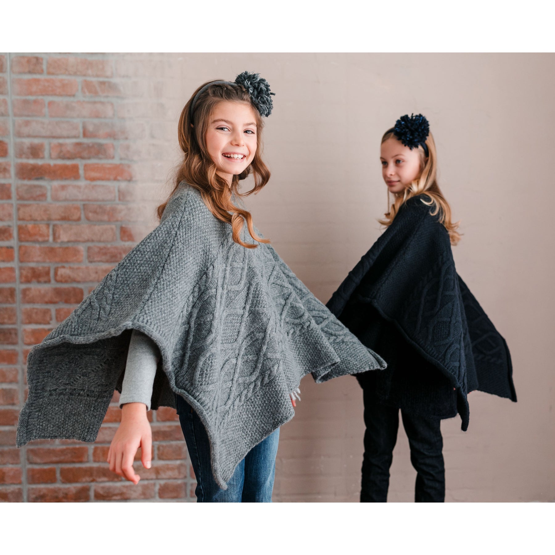 BRAIDED PATTERN KNIT PONCHO