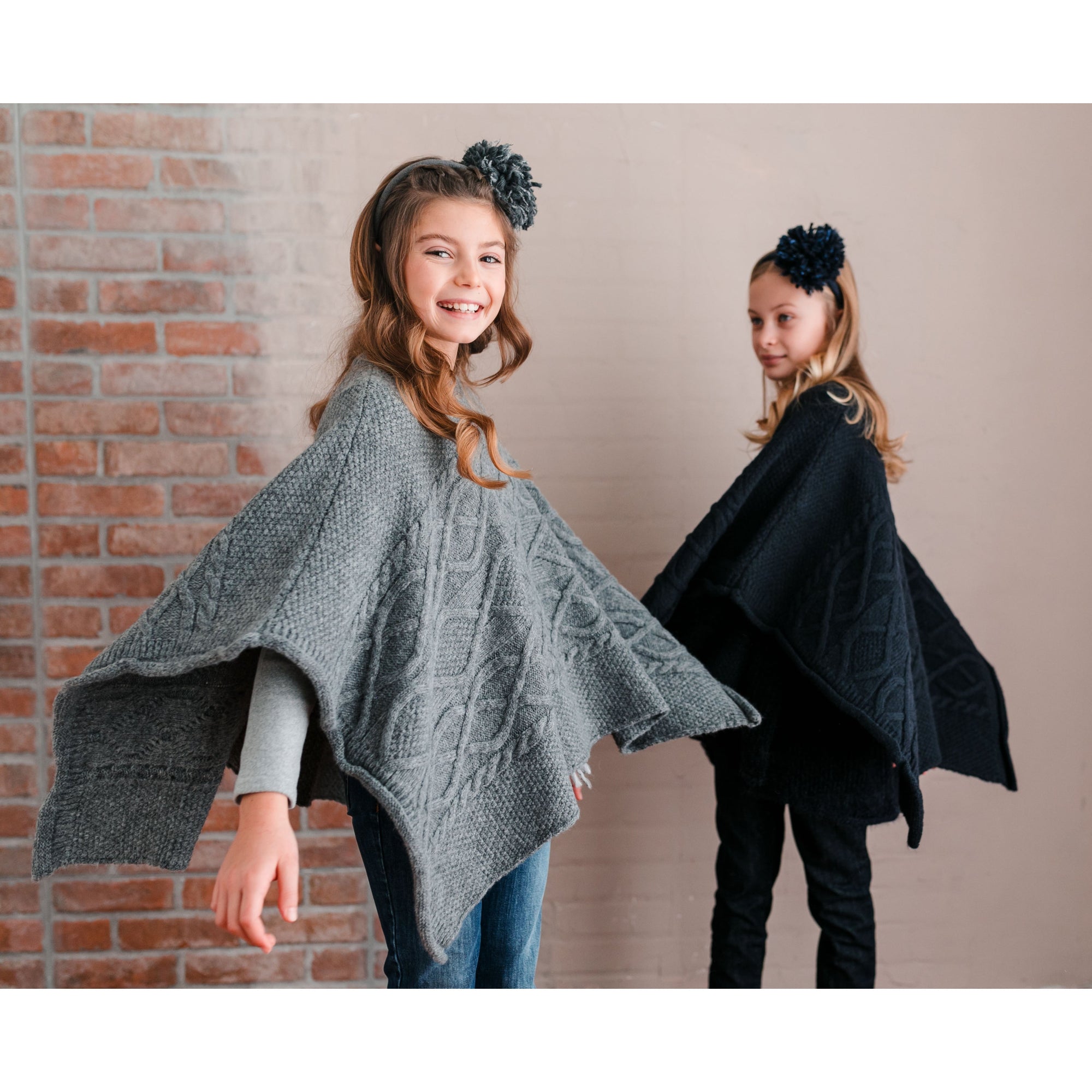 BRAIDED PATTERN KNIT PONCHO