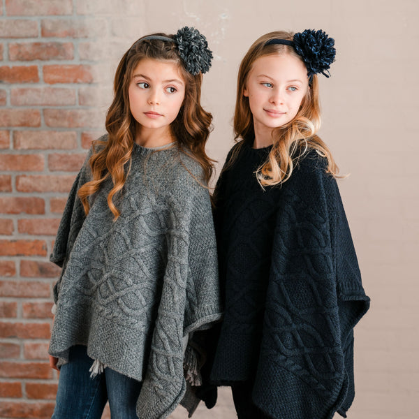 BRAIDED PATTERN KNIT PONCHO