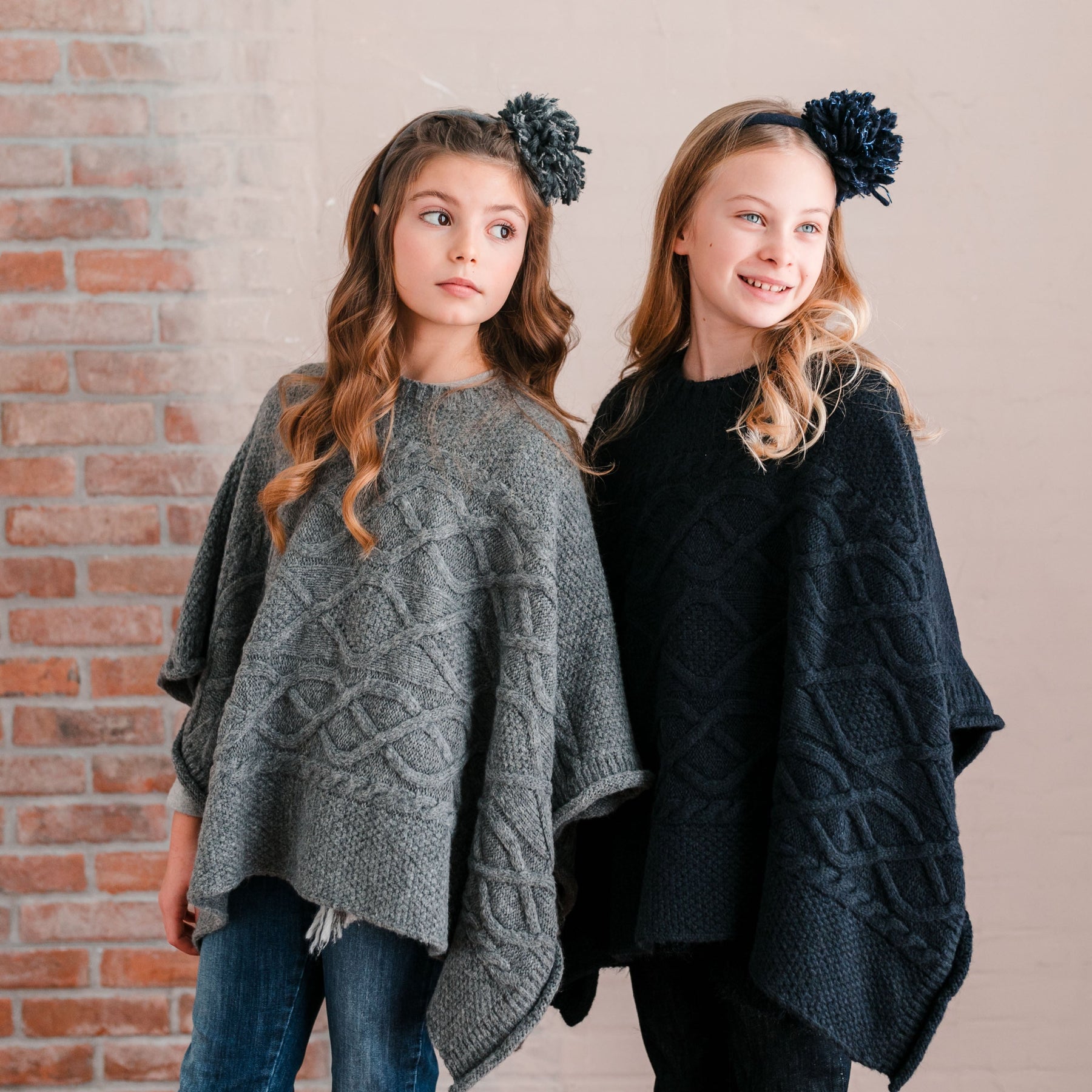 BRAIDED PATTERN KNIT PONCHO