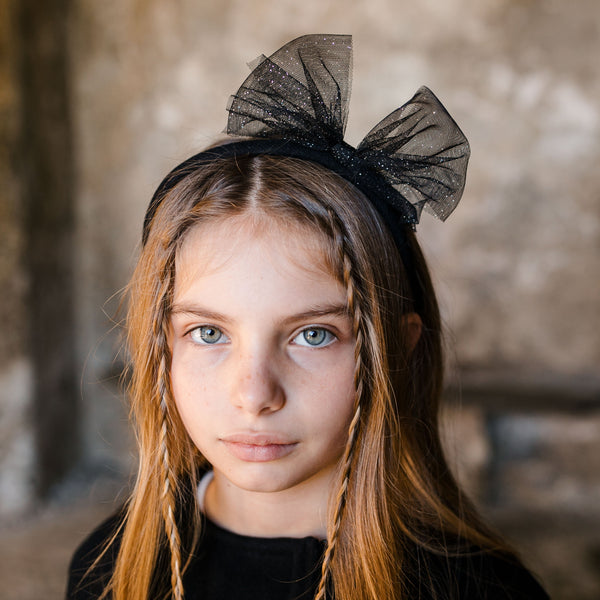 DIADÈME EN TULLE PAILLETÉ AVEC NOEUD