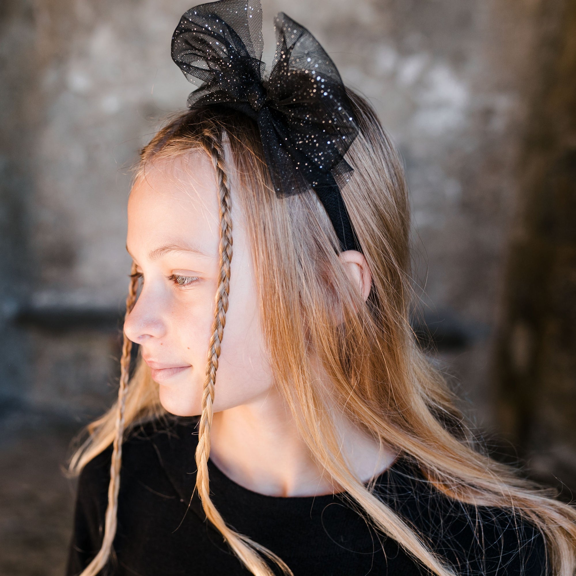 GLITTER TULLE BOW HEADBAND