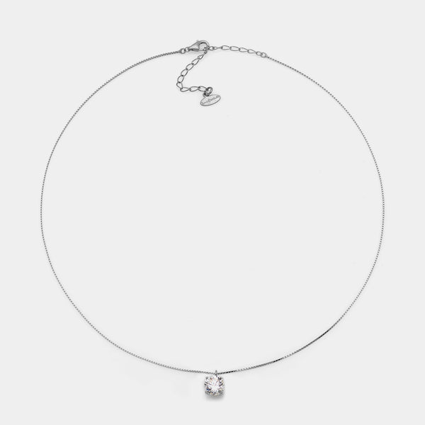 Rhodium-plated silver necklace with white zircon mm 60