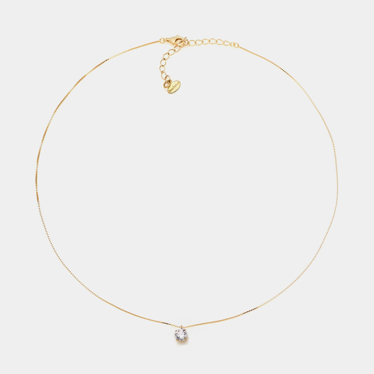 Gold-plated silver necklace with white zircon 50 mm