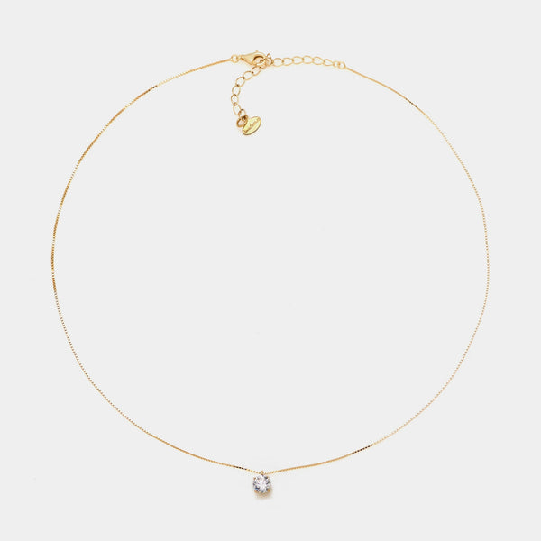 Collar de plata chapado en oro con zirconia blanca de 50 mm