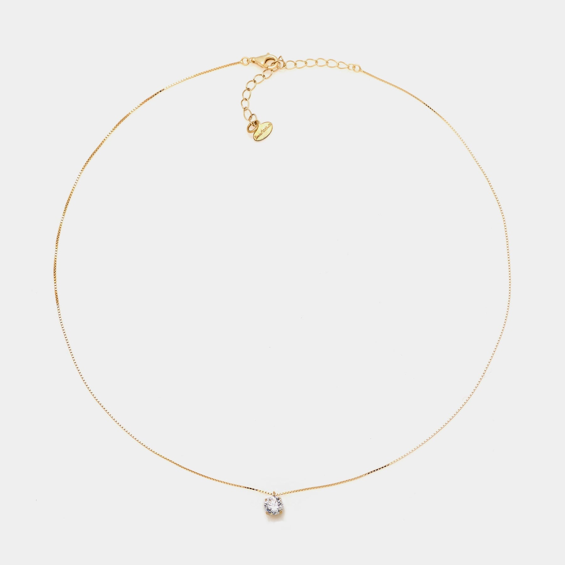 Gold-plated silver necklace with white zircon 50 mm