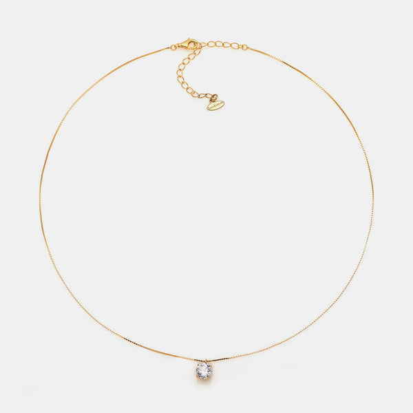 Gold-plated silver necklace with white zircon mm 60