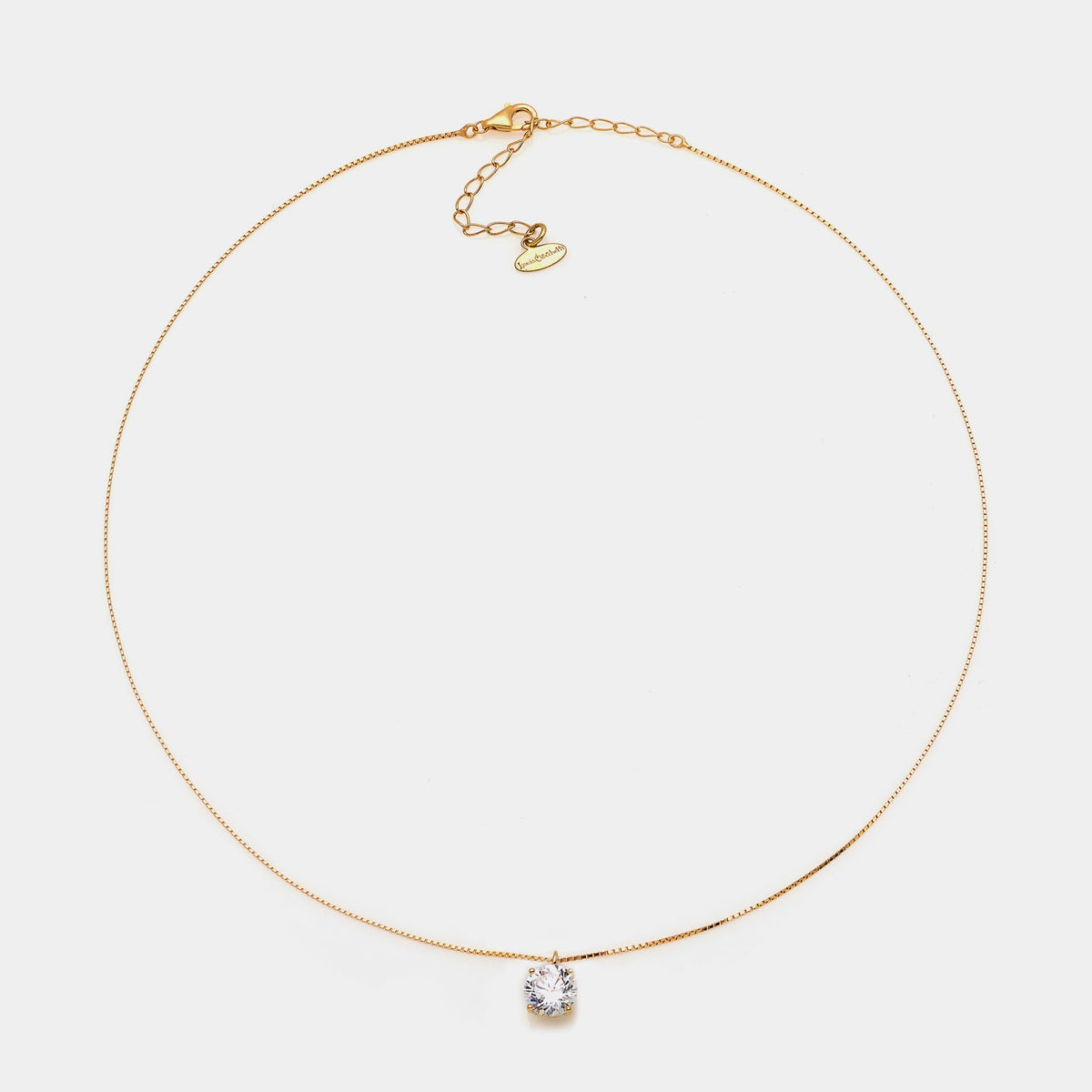 Gold-plated silver necklace with white zircon 70 mm