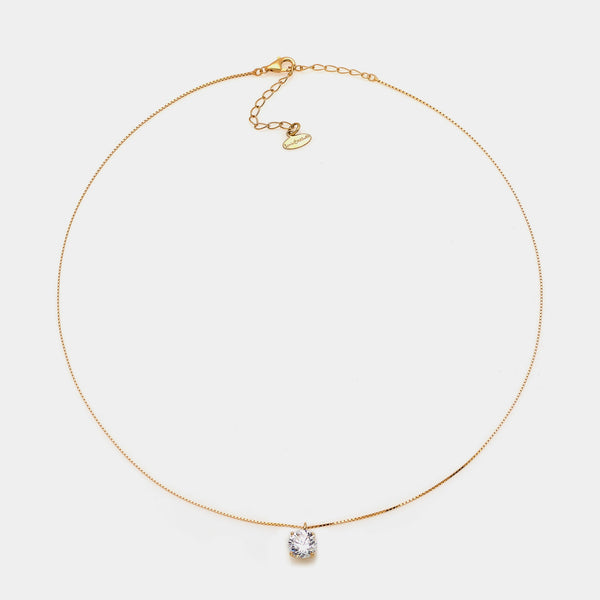 Gold-plated silver necklace with white zircon 70 mm