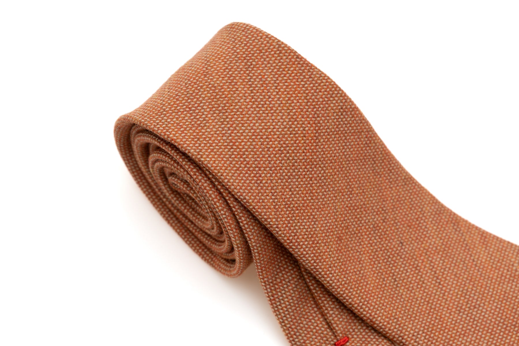 Orange tie with light embroidery pure wool