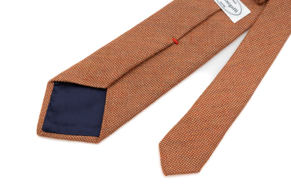 Orange tie with light embroidery pure wool