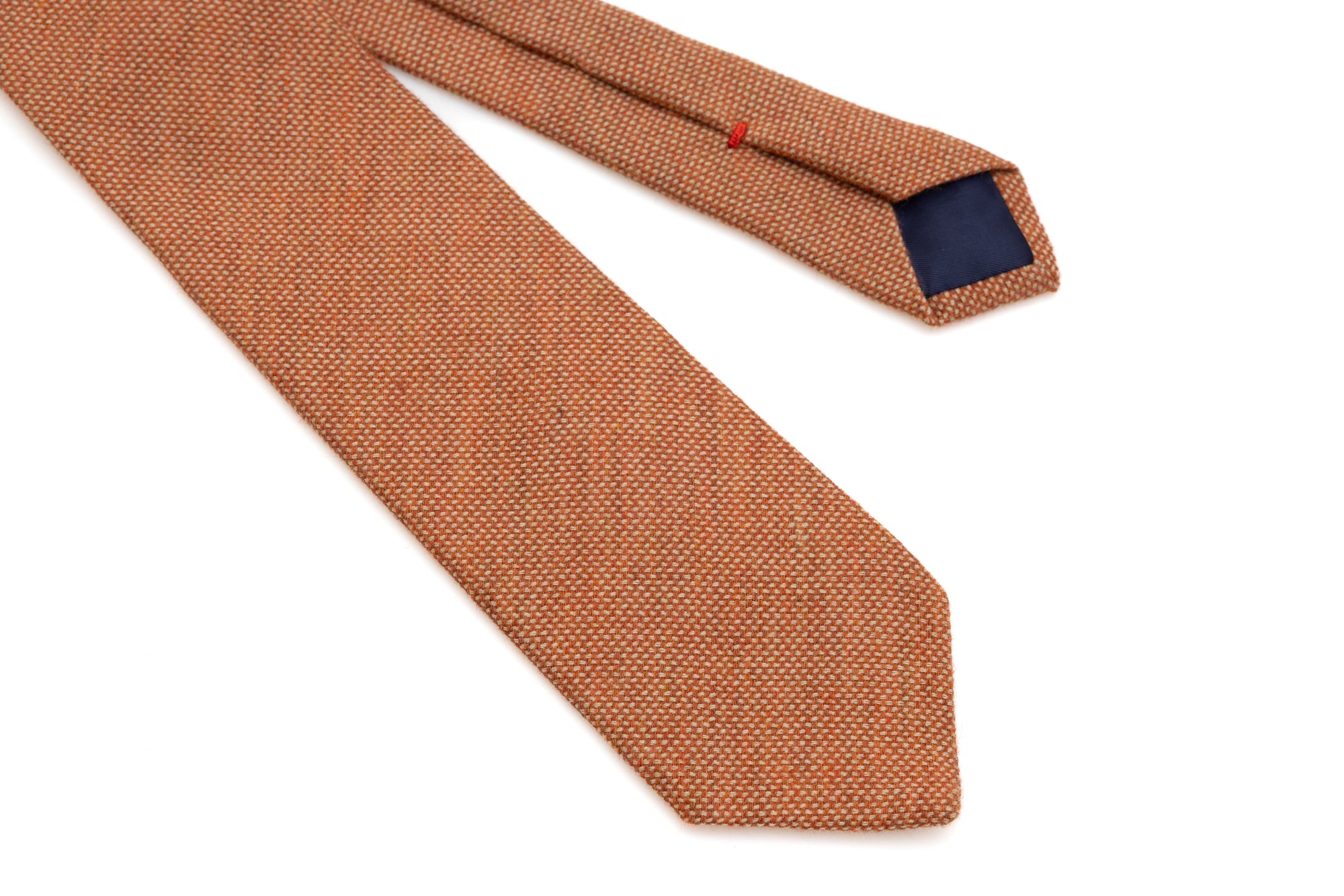 Orange tie with light embroidery pure wool